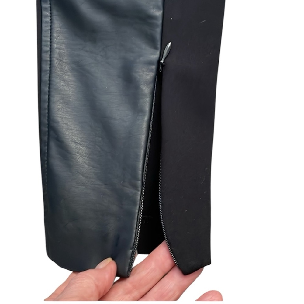 Lauren Ralph Lauren Black Stretch & Faux Leather Leggings with Ankle Zips 4 EUC - Picture 8 of 15